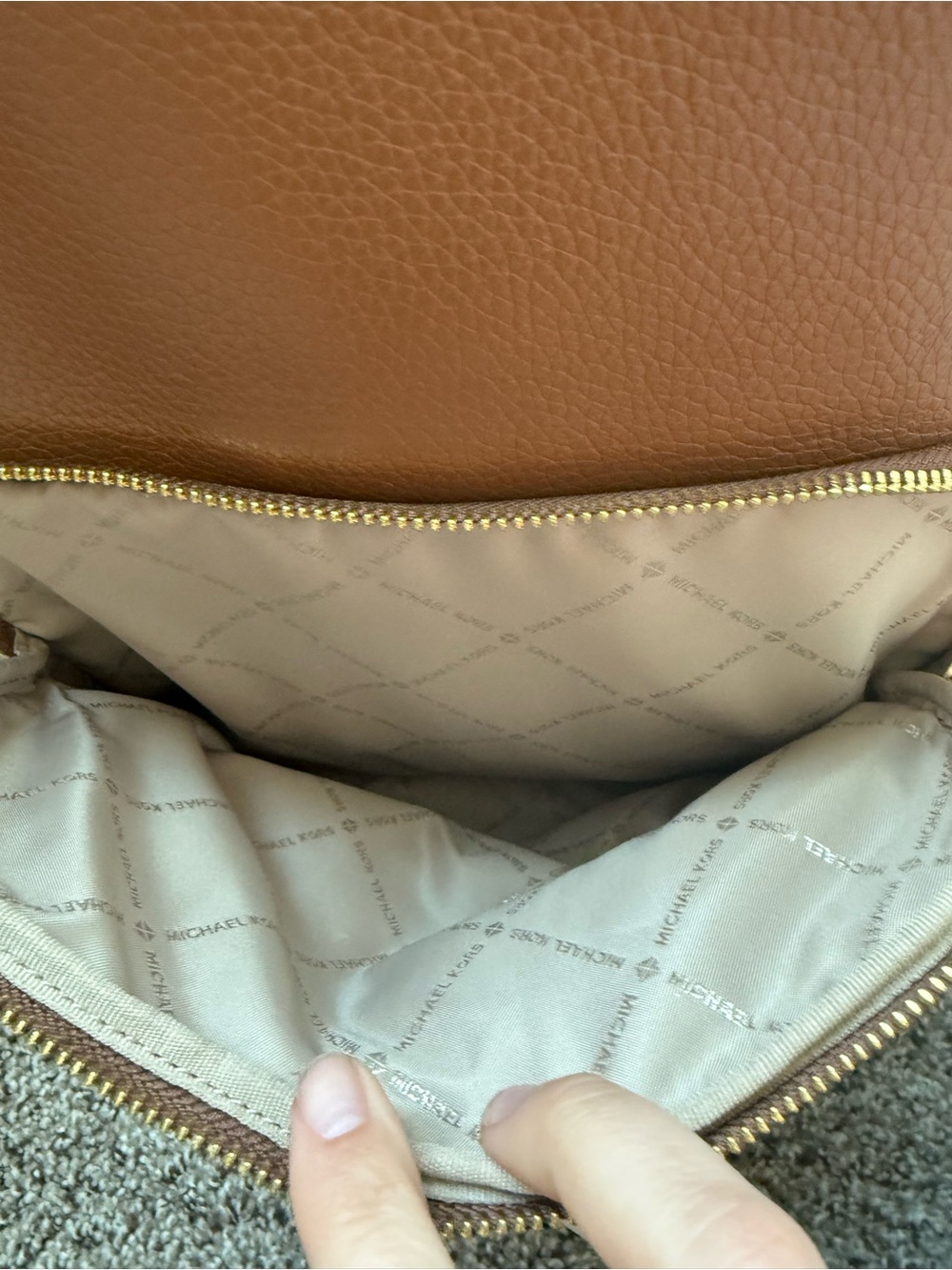 Michael Kors Brown Pebbled Leather Backpack with Gold Logo - Picture 5 of 9